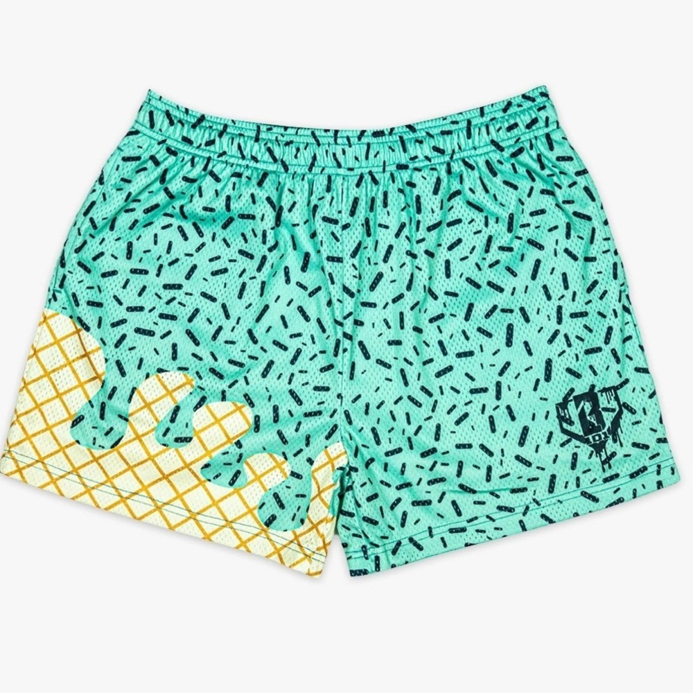 Baseball Lifestyle 101 Kids Mint Ice Cream Sprinkle Mesh Athletic Shorts YL